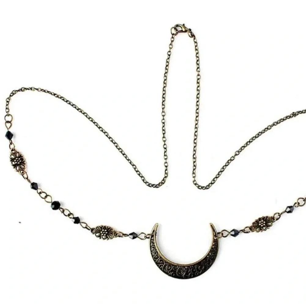 Crescent Moon Head Chain Vintage Style Headwear Hollow Pattern Gypsy‎ Bohemian